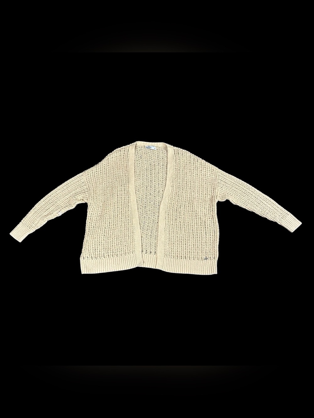 Hollister Women’s Large Cream Open Knit Cardigan Chunky Oversized Boho Sweater